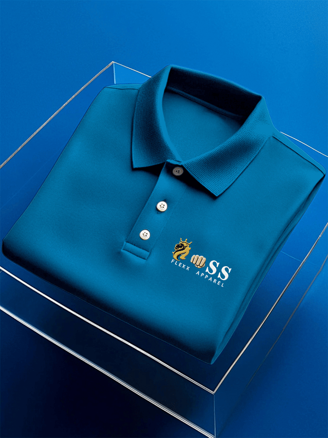 Men's Business Casual Printed Short Sleeve Polo Shirt