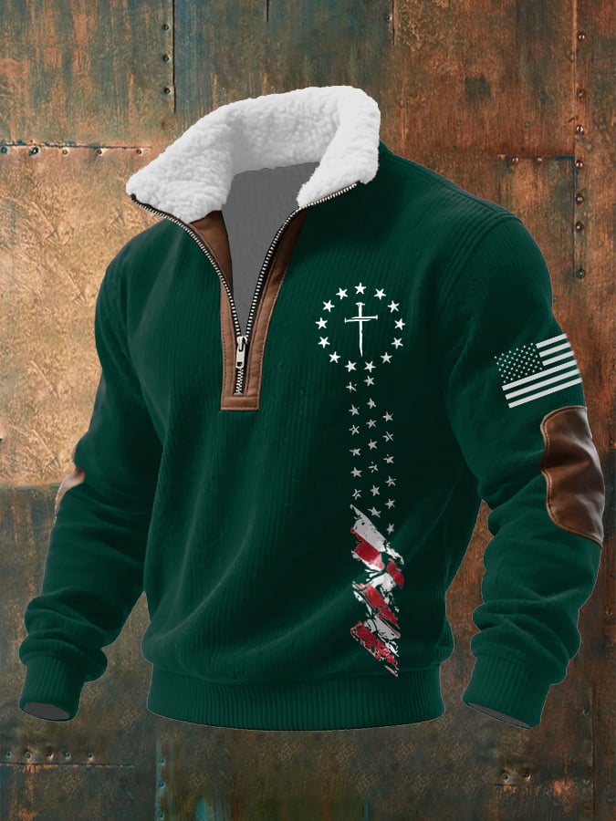 Men's Casual Faith Retro Textured Sweatshirt