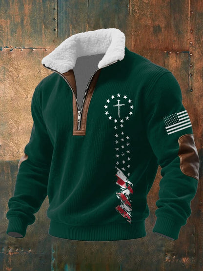 Men's Casual Faith Retro Textured Sweatshirt