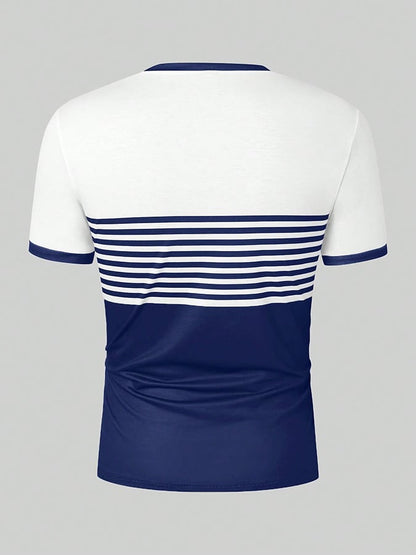 Men's Retro Letter Print Crew Neck T-Shirt