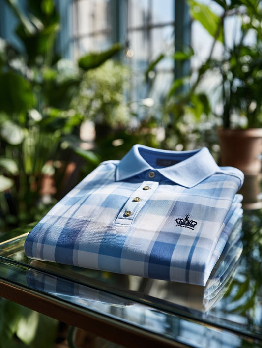Men's Check Business Casual Short Sleeve Polo Shirt