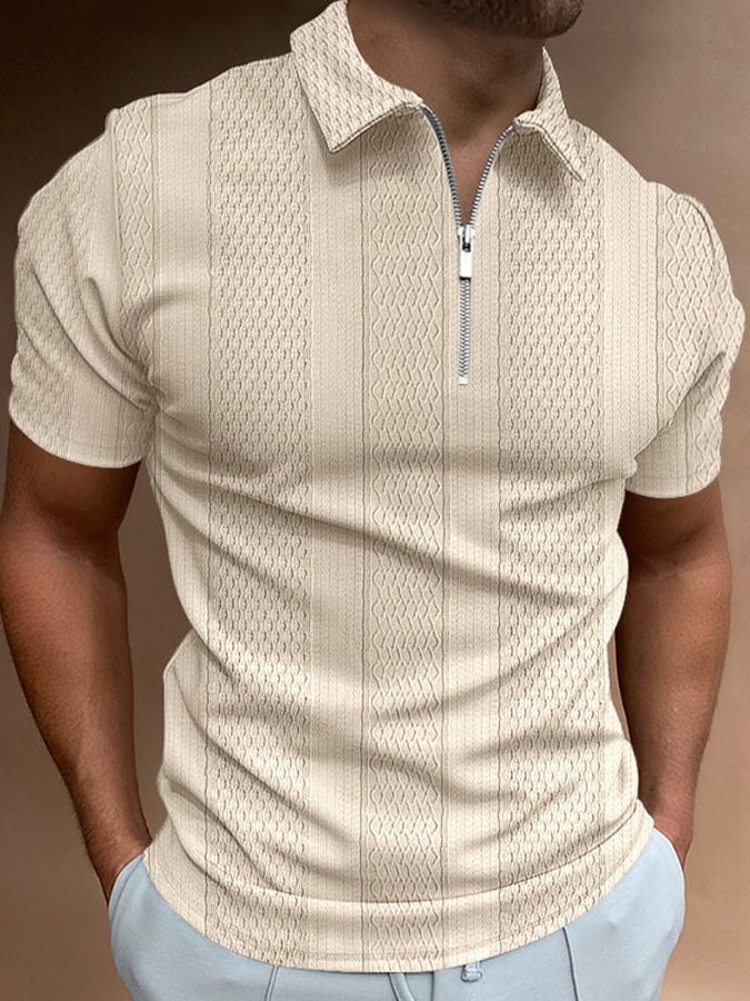 Fashion Casual Lapel Knitted Jacquard Polo