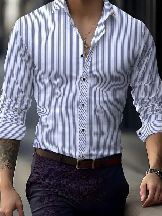 Men's Street Style Business Casual Printed Long Sleeve Shirt