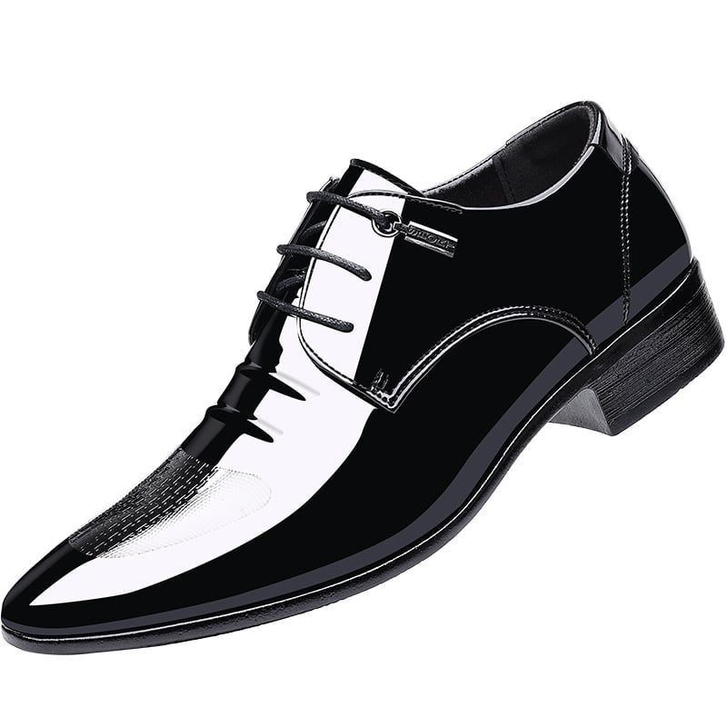 Men's Comfortable British Business Lace-up Patent Leather Shoes