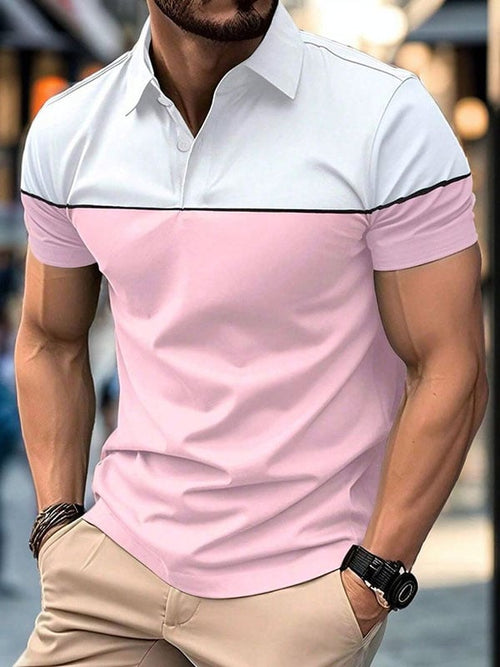 Men's Business Logo Button-Down Short Sleeve Polo Shirt