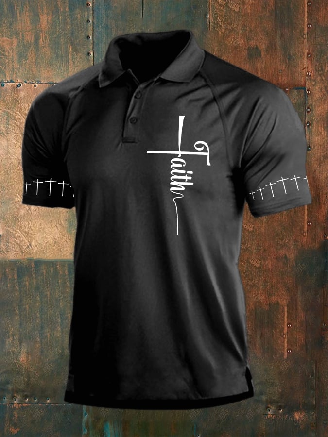 Men's Casual Faith Graphic Print Polo Shirt