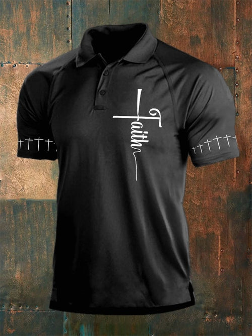 Men's Casual Faith Graphic Print Polo Shirt