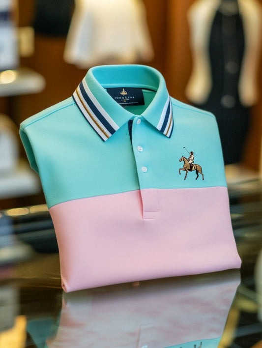 Men's Business Casual Horseback Rider Button-Down Short Sleeve Polo Shirt