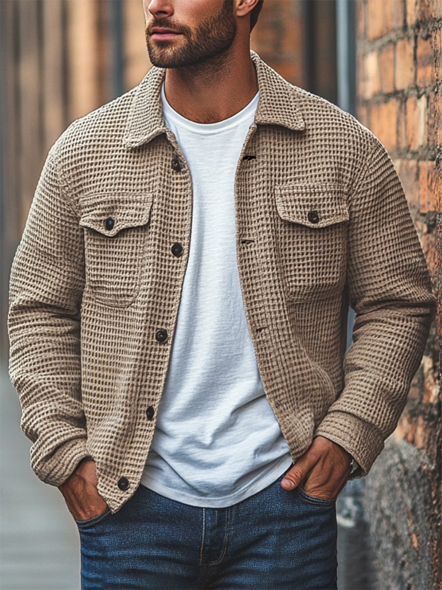 Men's Casual Waffle Jacket Coat