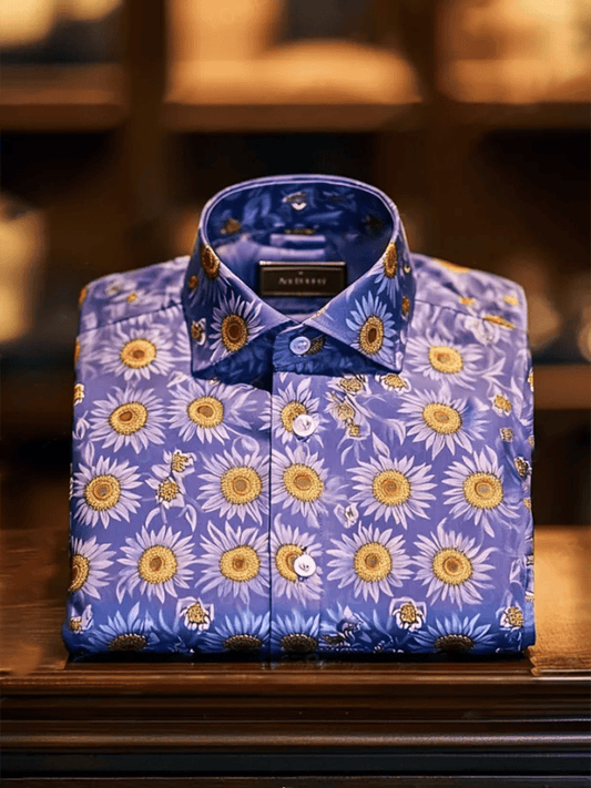 Men's Business Luxury Floral Print Short-sleeved Shirt