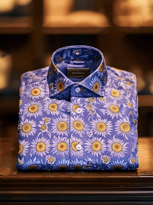 Men's Business Luxury Floral Print Short-sleeved Shirt