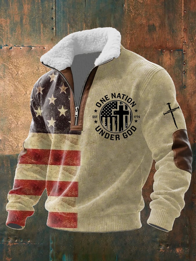Men's Casual Faith Retro Textured Sweatshirt