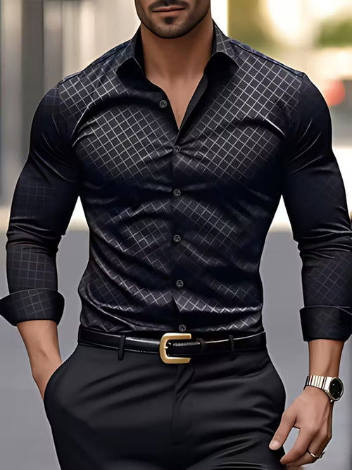 Men's Street Style Business Casual Printed Long Sleeve Shirt