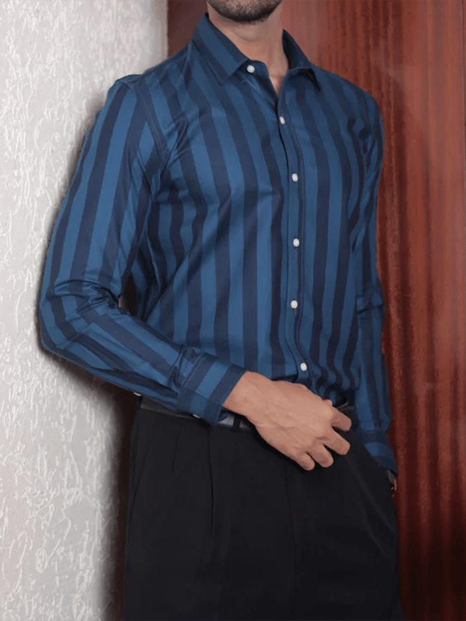 Men's Striped Business Casual Shirt