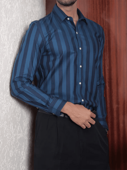 Men's Striped Business Casual Shirt
