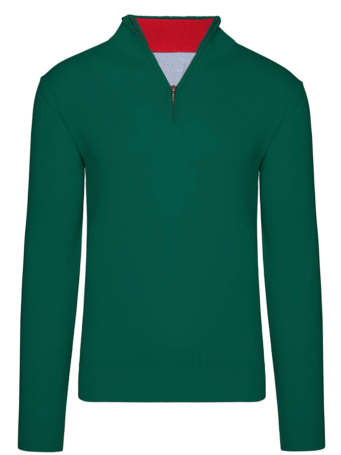 Men's Western Retro Contrast Color Stand Collar Zipper Sweater