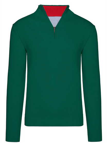 Men's Western Retro Contrast Color Stand Collar Zipper Sweater
