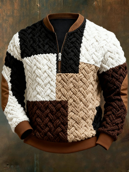 Men's Casual Geometric Color Block Print Sweatshirt