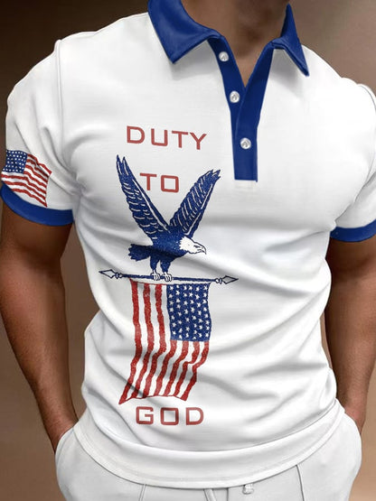 Men's Casual Duty To God Half-Placket Short-Sleeved Top