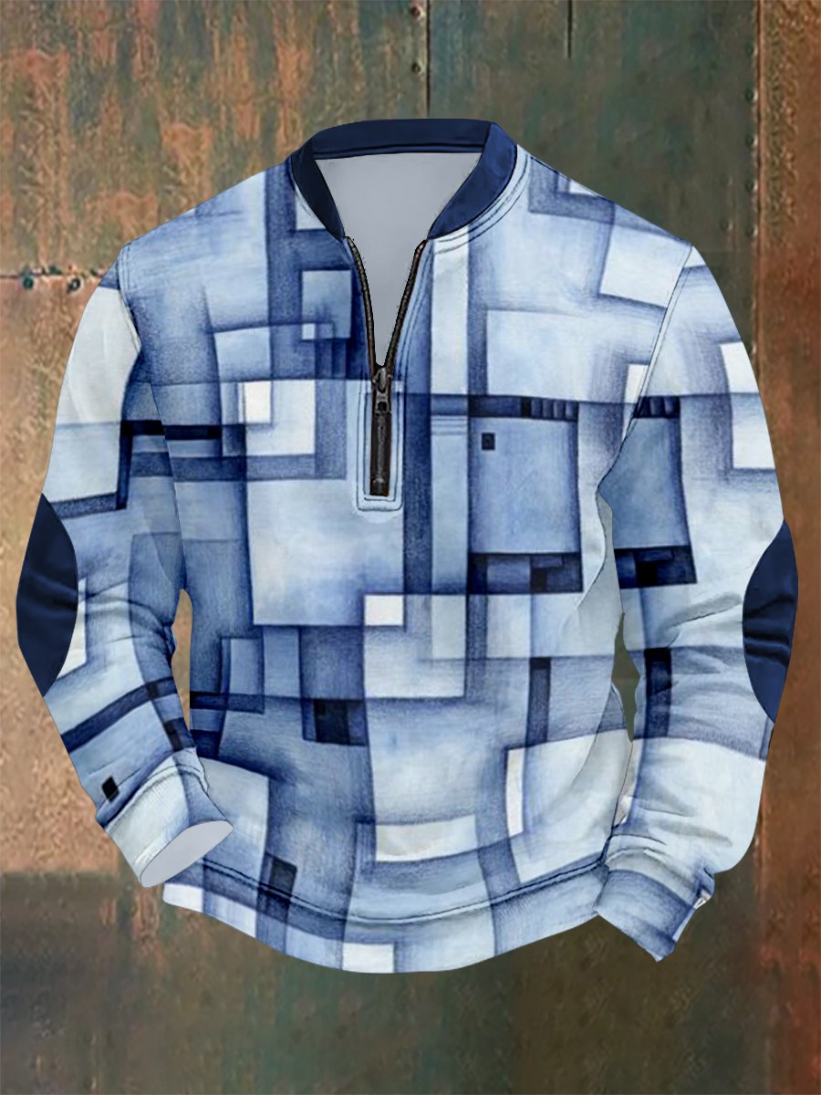 Men's Vintage Geometric Style Print Sweatshirt