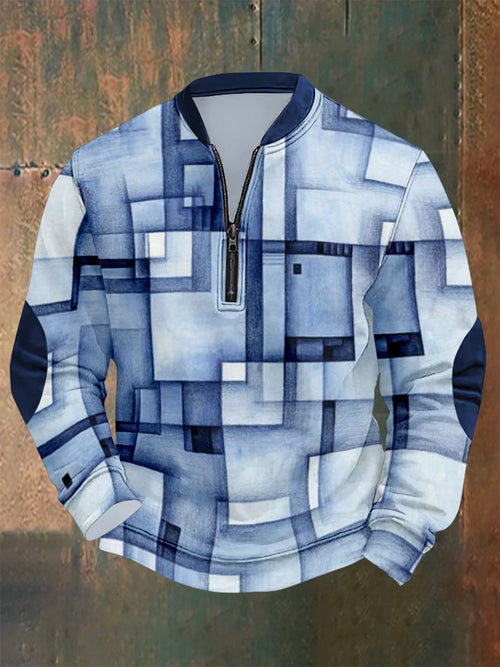Men's Vintage Geometric Style Print Sweatshirt