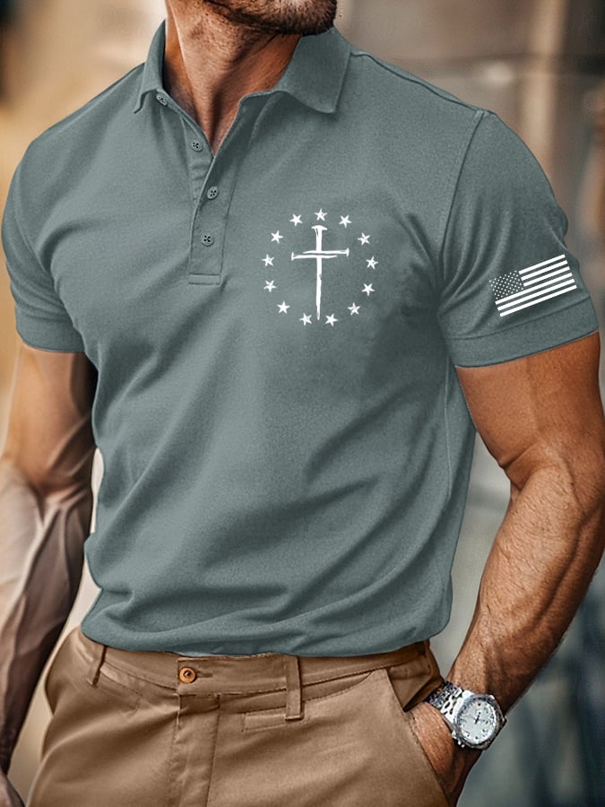 Men's Retro Faith Casual Printed Polo Shirt