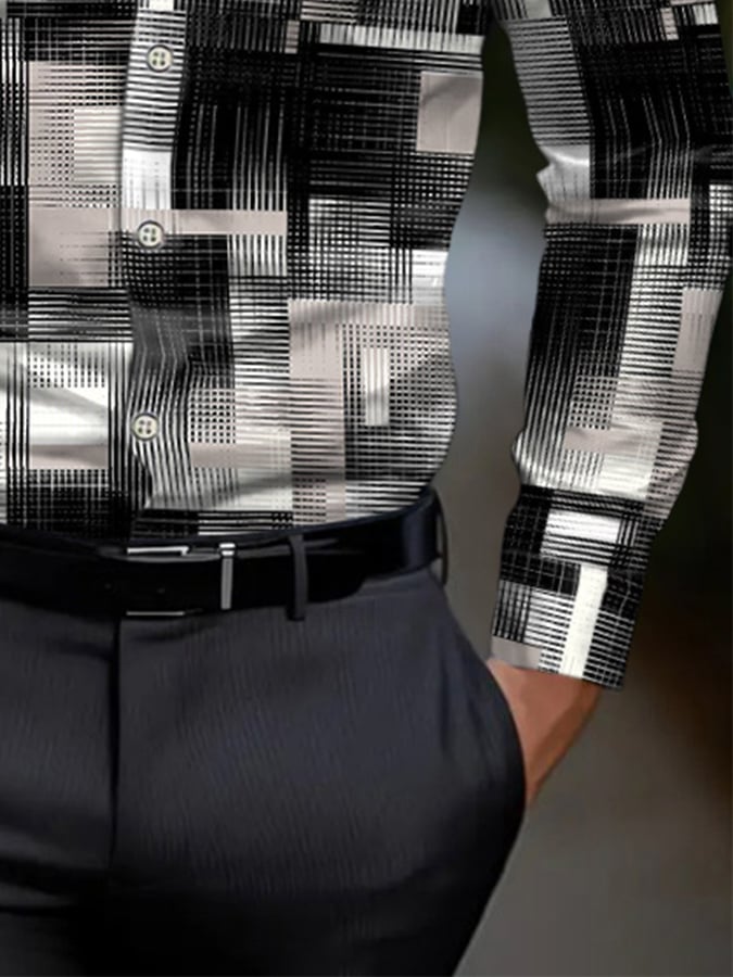 Men's Geometric Print Business Shirt