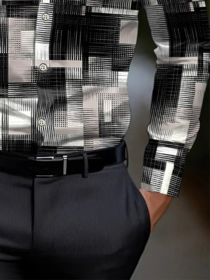 Men's Geometric Print Business Shirt