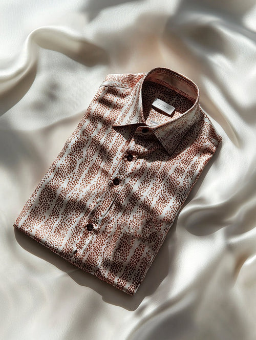 Men's Business Satin Luxury Printed Casual Short Sleeve Button Shirt