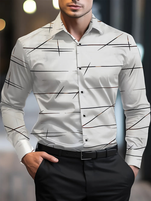 Men's Street Style Business Casual Printed Long Sleeve Shirt