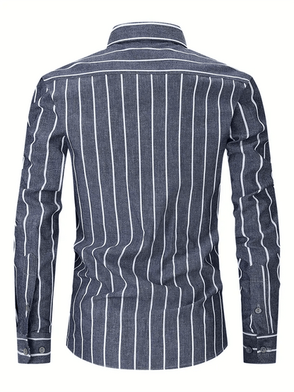Men's Striped Business Casual Shirt