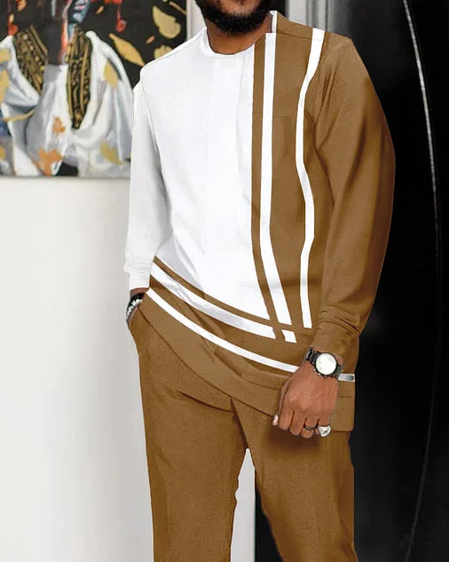 Men's Casual Color Blocking Long Sleeve Walking Suit-167