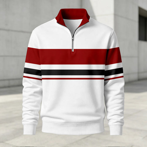 Men's Printed Stand-Up Collar Zip-Up Hoodie