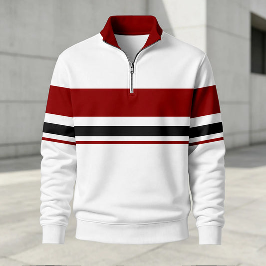 Men's Printed Stand-Up Collar Zip-Up Hoodie
