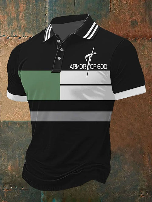 Men's Retro Armor OF God Casual Printed POLO Shirt