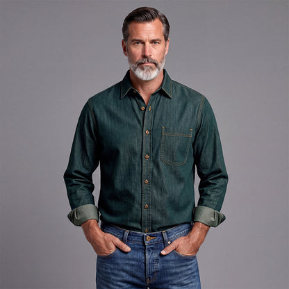 Casual Denim Shirt Jacket For Men