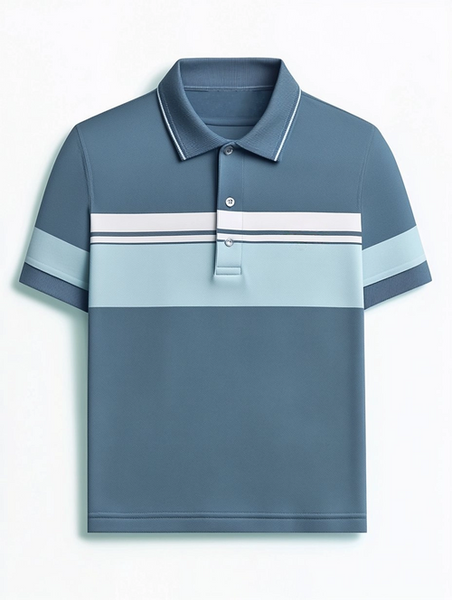 Men's Business Casual Button Short Sleeve Polo Shirt