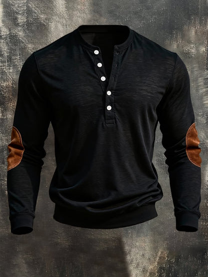 Men'S Vintage Style Pure Cotton Simple Long-Sleeved T-Shirt
