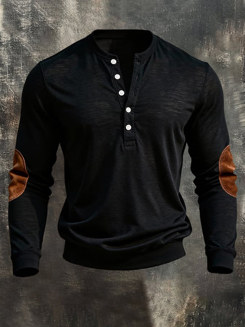 Men'S Vintage Style Pure Cotton Simple Long-Sleeved T-Shirt