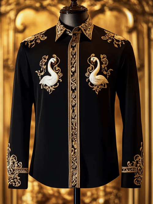 Men's Satin Luxe Long Sleeve Button Down Shirt
