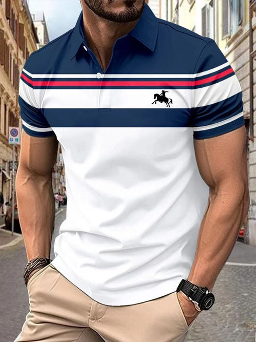 Men's Business Logo Button-Down Short Sleeve Polo Shirt