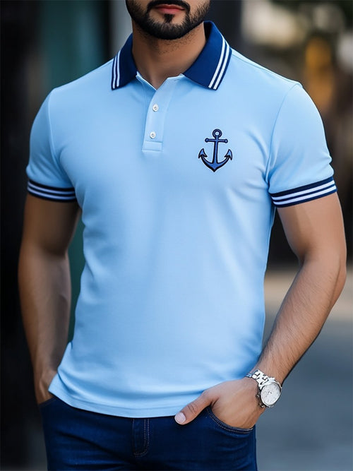 Men's Business Casual Button Short Sleeve Polo Shirt