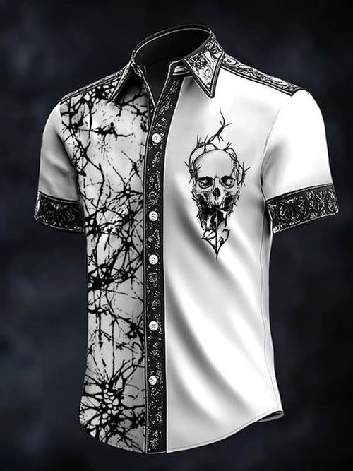 Men's Retro Western Print Short Sleeve Shirt