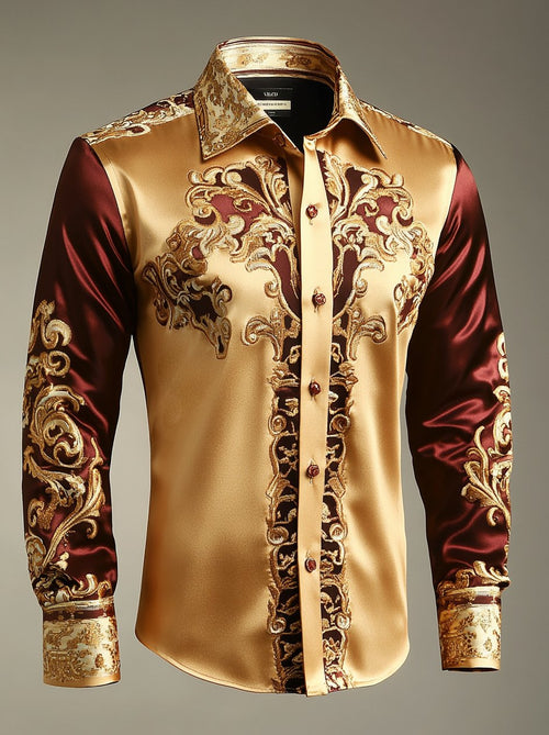 Men's Luxury Long-sleeved Shirt with Beast Print
