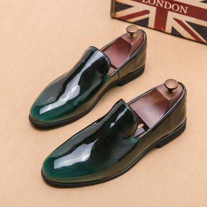 Men'S Fashion Gradient Color Casual Shiny Leather Shoes
