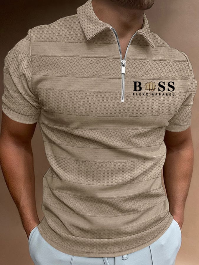 Fashion Casual Lapel Knitted Jacquard Polo