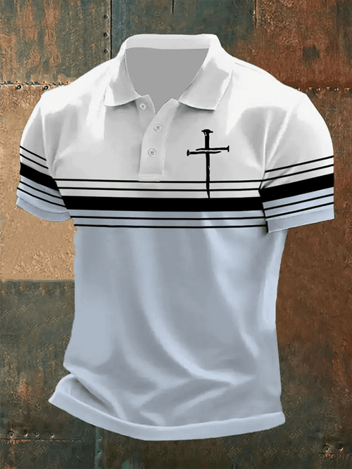 Men's Retro Faith Casual Printed Polo Shirt