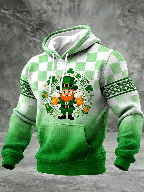 Men's Vintage Lucky St. Patrick's Day Art Texture Hoodie