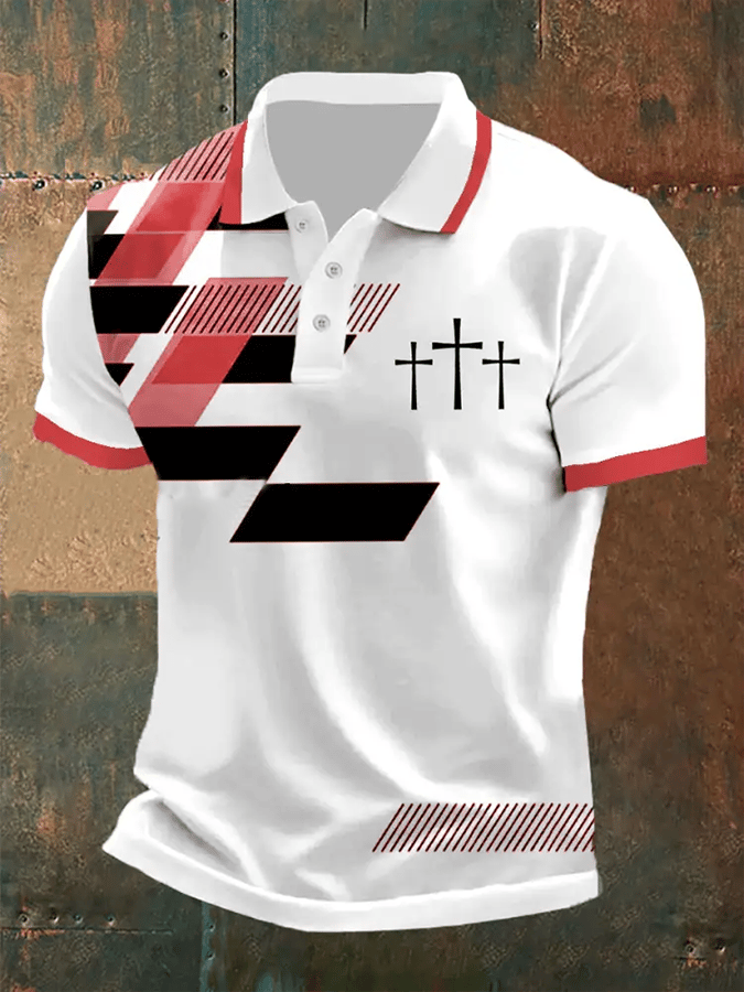 Men's Retro Faith Casual Printed Polo Shirt
