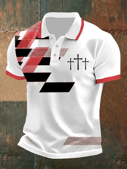 Men's Retro Faith Casual Printed Polo Shirt